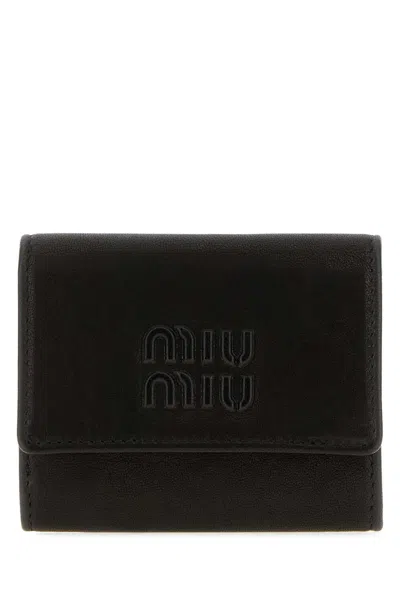 Miu Miu Miu Mini Nappa Leather Wallet In Black