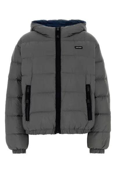 Miu Miu Miu Mini Recycled Polyester Down Jacket In Grey