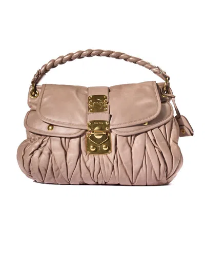Miu Miu Coffer Large Handbag Groffata Antique Pink