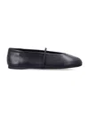 Miu Miu Logo-embossed Elasticated-strap Ballet Flats In Black
