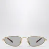 Miu Miu Logo Lettering Oval Sunglasses In Gray
