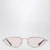 Miu Miu Logo Pale Gold Sunglasses Women In Neutral