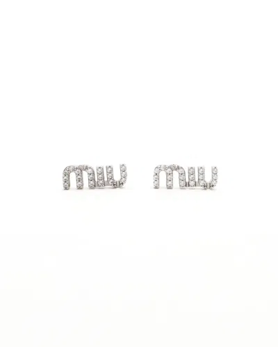 Miu Miu Logo Rhinestone Earrings
