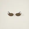 Miu Miu Womens Gold A54s Oval-frame Metal Sunglasses In Brown