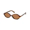 Miu Miu Tortoiseshell-effect Oval-frame Sunglasses