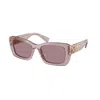 Miu Miu Mu 07ys Logo Acetate Rectangle Sunglasses In Pink