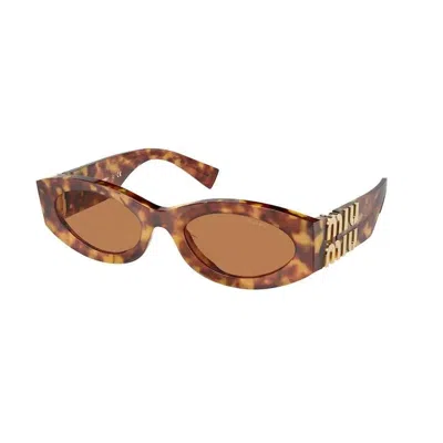 Miu Miu Womens Brown Mu 11ws Oval-shape Acetate Sunglasses