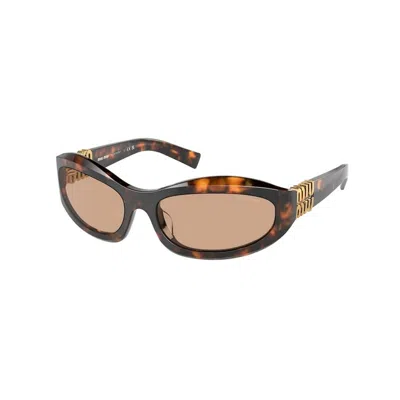 Miu Miu Woman Sunglasses Mu 14zs In Dark Brown