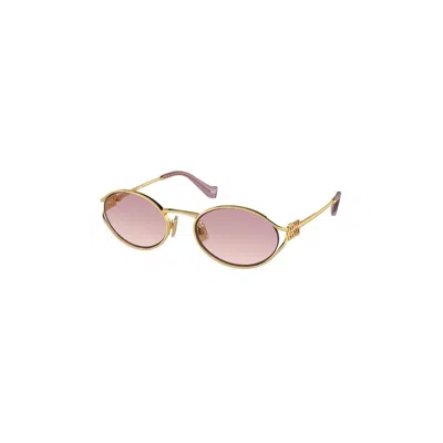 Miu Miu Womens Gold Mu 52ys Round-frame Tinted-lens Metal Sunglasses In Brown Gradient Violet