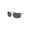 Miu Miu 75mm Oversize Rectangular Wrap Sunglasses In Gold