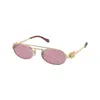 Miu Miu Womens Gold Mu 54zs Oval-frame Metal Sunglasses In Gold