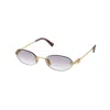 Miu Miu Logo Metal Oval Sunglasses In Gold