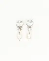 Miu Miu Rhinestone And Dangling Pearl Clip-on Earrings In White
