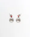 Miu Miu Rhinestone Dangling Earrings In Metallic