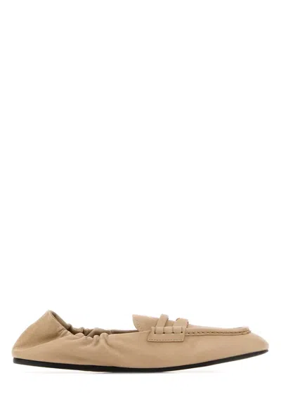 Miu Miu Nappa Leather Moccasin In Neutral