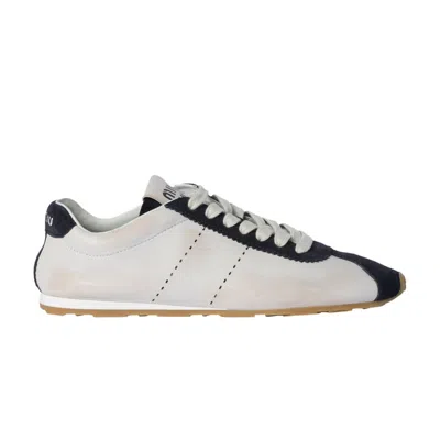 Pre-owned Miu Miu Wmns Plume Suede Sneaker 'white Blue' | Women's Size 38