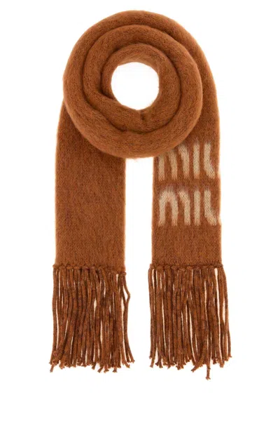 Miu Miu Miu Mohair-blend Scarf 185 Cm X 23 Cm In Orange