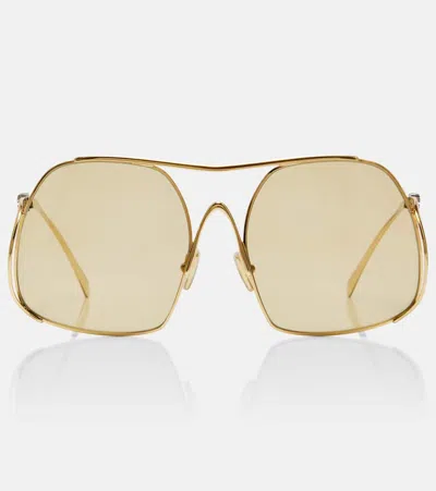 Miu Miu Miu Ombre Square Sunglasses In Gold