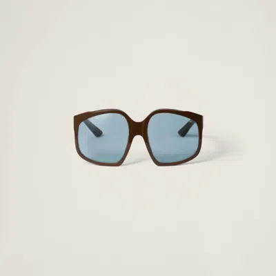 Miu Miu Womens Brown Mu A07s Irregular-frame Acetate Sunglasses