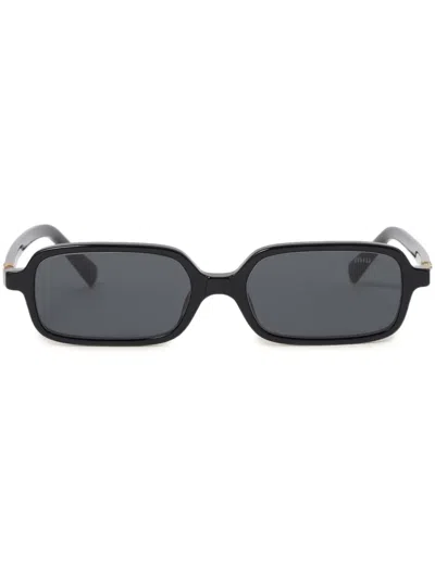 Miu Miu Miu Mens Black Mu 11zs Rectangle-frame Acetate Sunglasses