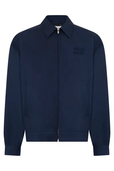 Miu Miu Miu Style Mohair-blend Jacket With Structured Fit In Blue