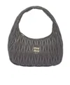 Miu Miu Wander Matelassé Nappa Leather Hobo Bag In Gray