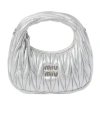 Miu Miu Lamb Leather Quilted Shoulder Bag In Gray
