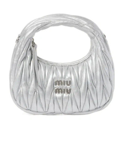 MIU MIU MIU WANDER MATELASSÉ NAPPA LEATHER HOBO MINI-BAG