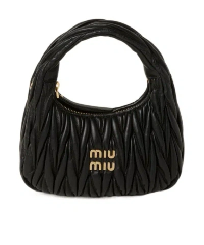 MIU MIU MIU MIU WANDER MATELASSÉ LOGO PLAQUE MINI HOBO BAG