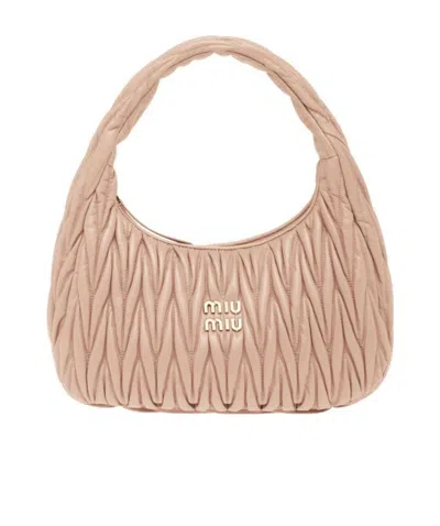 MIU MIU MIU WANDER MATELASSÉ NAPPA LEATHER HOBO BAG