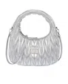 Miu Miu Lamb Leather Quilted Shoulder Bag In Gray