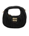Miu Miu Miu Wander Matelassé Nappa Leather Hobo Mini-bag In Black
