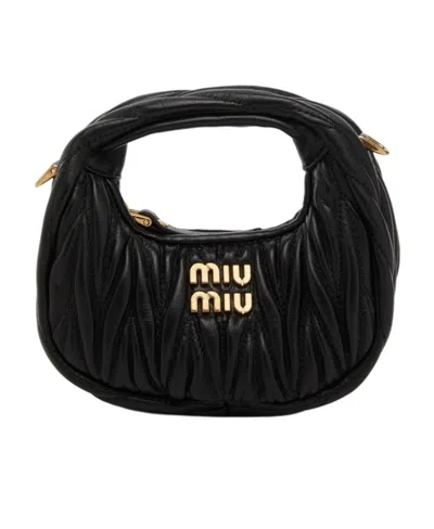 Miu Miu Miu Wander Quilted Shoulder Bag In Black