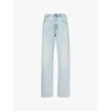 Miu Miu Five Pocket Jeans With Logo In Azzurro