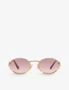 Miu Miu Womens Gold Mu 52ys Round-frame Tinted-lens Metal Sunglasses In Gold