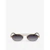 Miu Miu Womens Gold Mu 54zs Oval-frame Metal Sunglasses In Gold
