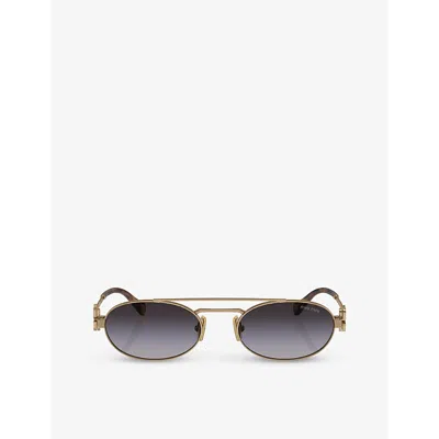 MIU MIU WOMENS GOLD MU 54ZS OVAL-FRAME METAL SUNGLASSES