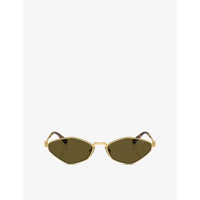 MIU MIU WOMENS GOLD MU 56ZS IRREGULAR-FRAME METAL SUNGLASSES