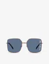 Miu Miu Womens Pink Mu51ys Square-frame Metal Sunglasses In Pink