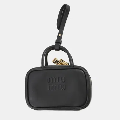 Pre-owned Miu Miu Miumiu Bag Charm Micro Bag Black Leather