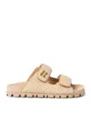 Miu Miu Touch-strap Raffia Sandals In Nude & Neutrals