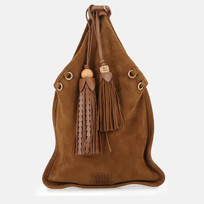 Pre-owned Miu Miu Miumiu Handbag Brown Suede