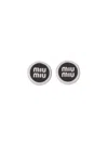 Miu Miu Enameled Metal Earrings With Logo In Black
