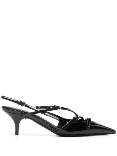 MIU MIU MIUMIU WOMEN PATENT LEATHER SLINGBACKS WITH BUCKLES