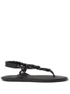 Miu Miu Miumiu Women Riviere Cord And Leather Sandals In Black