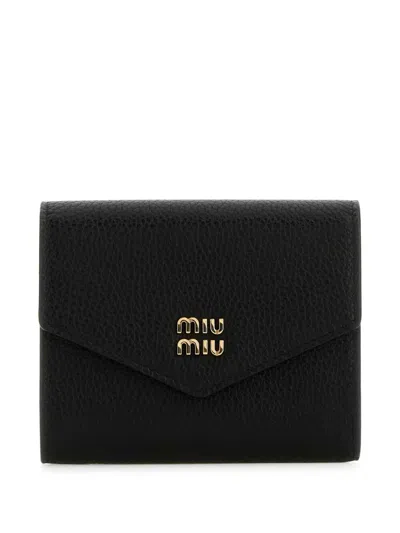 Miu Miu Miumiu Women Snap Closure Small Leather Wallet In Black