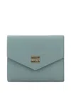 Miu Miu Snap Closure Small Leather Wallet In Blue