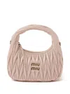 Miu Miu Lamb Leather Quilted Shoulder Bag In Pink