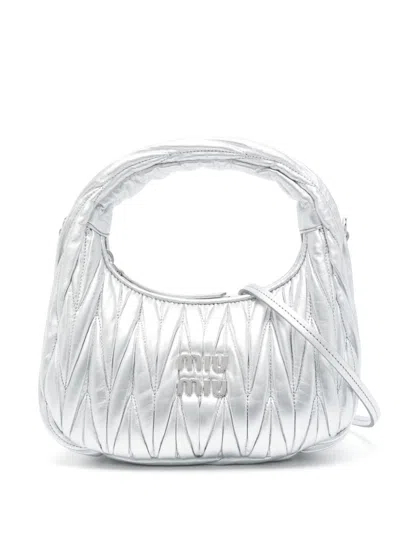 MIU MIU MIU MIU WOMEN WANDER MATELASSÉ NAPPA LEATHER SMALL HOBO BAG