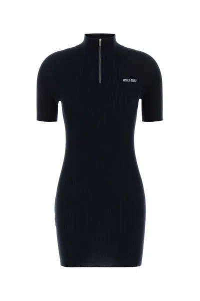 Miu Miu Miu-style Cotton Dress For Women In Blue